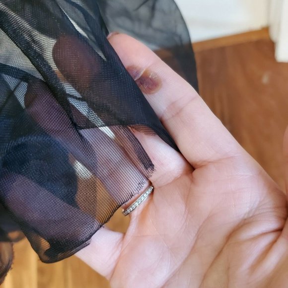 Womens XS/S Black Sheer Slip Dress Ruffle Neckline‎ - Picture 7 of 10